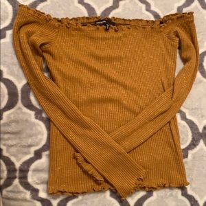 Off the shoulder mustard top